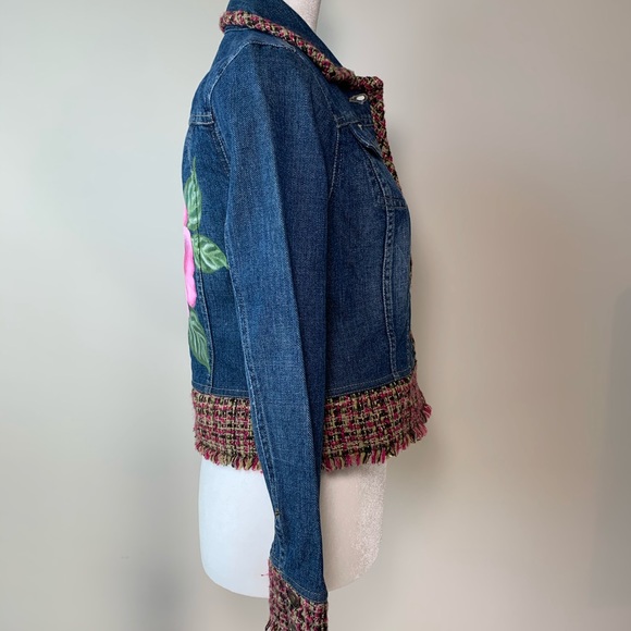 Liz Claiborne Denim Jacket with Painted Rose Lg - Picture 6 of 6